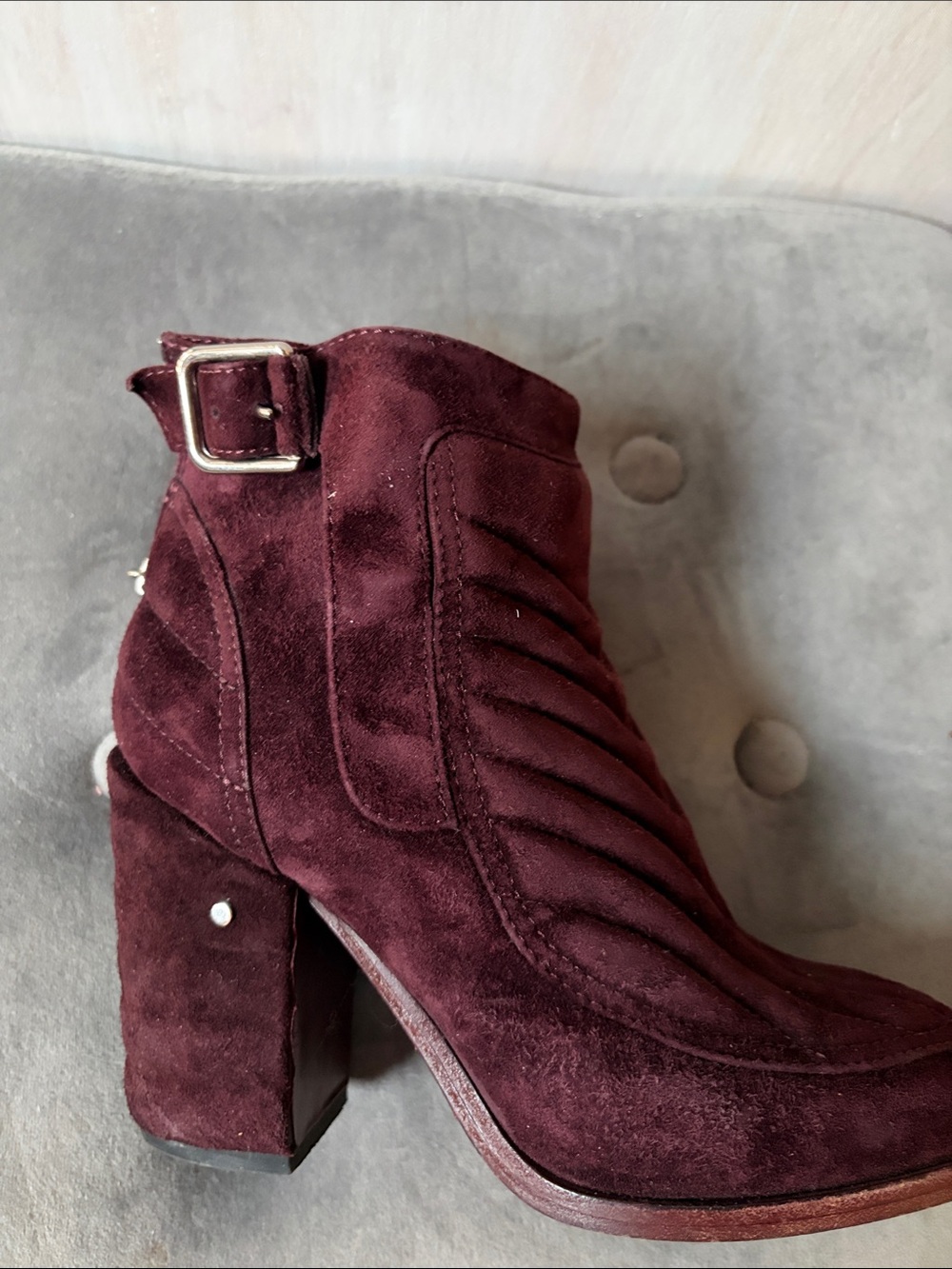 Women's Burgundy Suede Ankle Boots